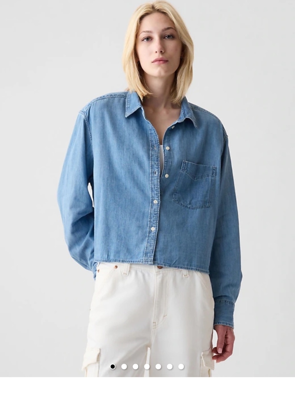 GAP Denim Crop Shirt - Picture 4 of 11